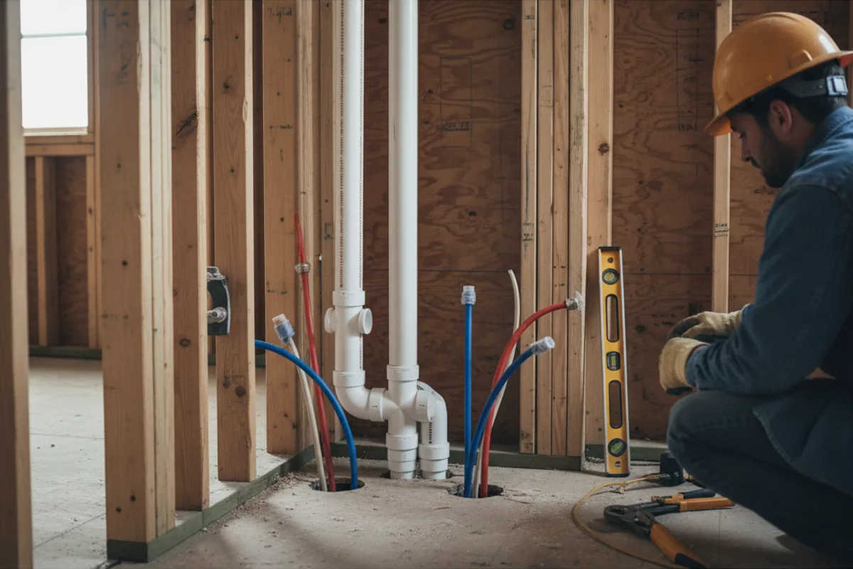 Drain and supply rough-in during Sump Pump Repair in Vail